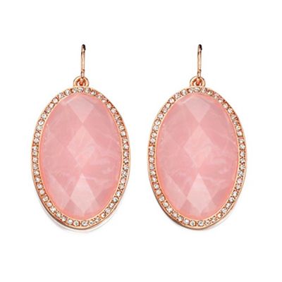 Rose Gold Rose Quartz and Crystal Oval Earrings